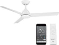 Mocha Indoor/Outdoor 3-Blade Smart Compatible Ceiling Fan 54in Matte White with Remote Control and Wall Cradle. Works with
