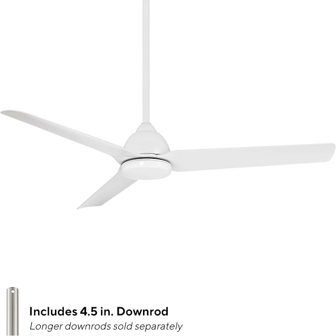 Mocha Indoor/Outdoor 3-Blade Smart Compatible Ceiling Fan 54in Matte White with Remote Control and Wall Cradle. Works with