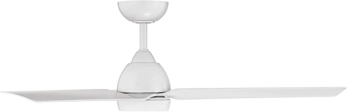 Mocha Indoor/Outdoor 3-Blade Smart Compatible Ceiling Fan 54in Matte White with Remote Control and Wall Cradle. Works with