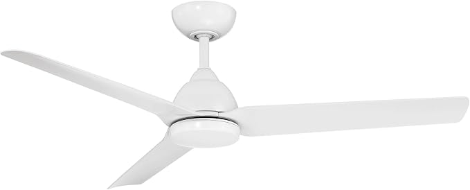 Mocha Indoor/Outdoor 3-Blade Smart Compatible Ceiling Fan 54in Matte White with Remote Control and Wall Cradle. Works with
