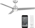 Mocha Indoor/Outdoor 3-Blade Smart Compatible Ceiling Fan 54in Brushed Aluminum with 3000K LED Light Kit and Remote Control