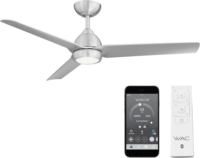 Mocha Indoor/Outdoor 3-Blade Smart Compatible Ceiling Fan 54in Brushed Aluminum with 3000K LED Light Kit and Remote Control