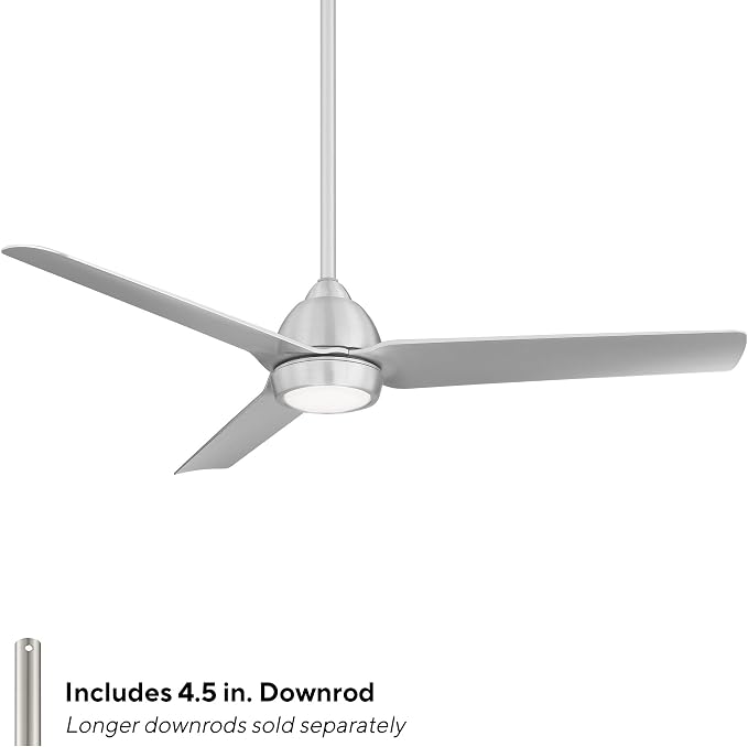 Mocha Indoor/Outdoor 3-Blade Smart Compatible Ceiling Fan 54in Brushed Aluminum with 3000K LED Light Kit and Remote Control