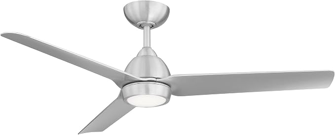 Mocha Indoor/Outdoor 3-Blade Smart Compatible Ceiling Fan 54in Brushed Aluminum with 3000K LED Light Kit and Remote Control