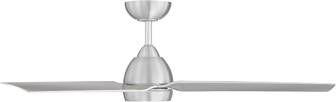 Mocha Indoor/Outdoor 3-Blade Smart Compatible Ceiling Fan 54in Brushed Aluminum with 3000K LED Light Kit and Remote Control