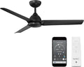 Mocha Indoor/Outdoor 3-Blade Smart Compatible Ceiling Fan 54in Matte Black with Remote Control and Wall Cradle. Works with