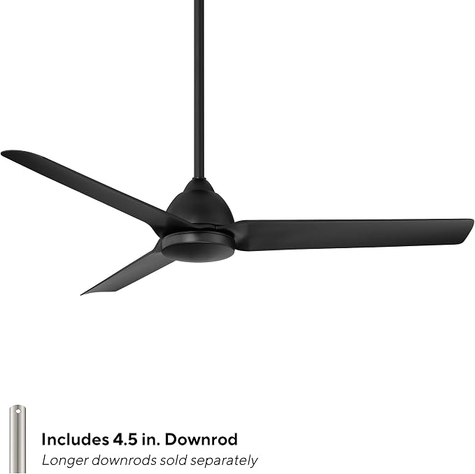 Mocha Indoor/Outdoor 3-Blade Smart Compatible Ceiling Fan 54in Matte Black with Remote Control and Wall Cradle. Works with