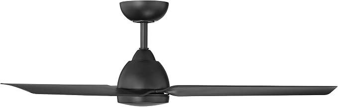 Mocha Indoor/Outdoor 3-Blade Smart Compatible Ceiling Fan 54in Matte Black with Remote Control and Wall Cradle. Works with