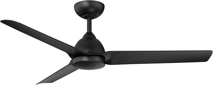 Mocha Indoor/Outdoor 3-Blade Smart Compatible Ceiling Fan 54in Matte Black with Remote Control and Wall Cradle. Works with