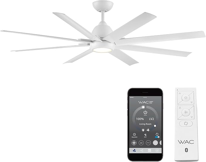 Mocha XL 8-Blade Aluminum Smart Ceiling Fan in Matte White, product image