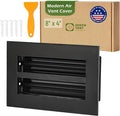 Modern Air Vent Cover 8x4 (Duct Opening) - Decorative Black Aluminum Linear Slot Diffuser for Wall, Ceiling, Floor Register