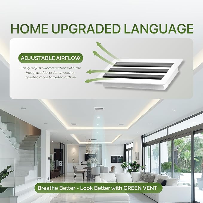 Modern Air Vent Cover 8x6 (Duct Opening) - Decorative White Aluminum Linear Slot Diffuser for Wall, Ceiling, Floor Register