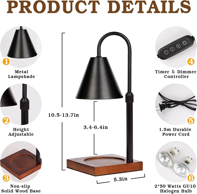 Modern Candle Warmer Lamp 2 Pack, Dimmable Candle Lamp Warmer with Timer, Birthday Gifts for Women Who Have Everything,Gifts