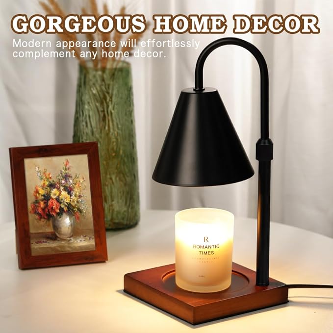 Modern Candle Warmer Lamp with Timer, Dimmable Candle Lamp Warmer, Men for Women Birthday Gifts, Black Candle Warmer