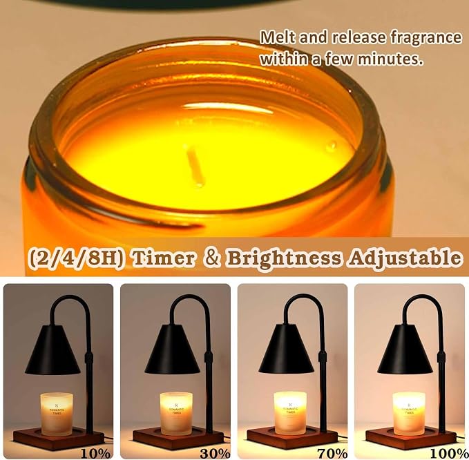 Modern Candle Warmer Lamp with Timer, Dimmable Candle Lamp Warmer, Men for Women Birthday Gifts, Black Candle Warmer