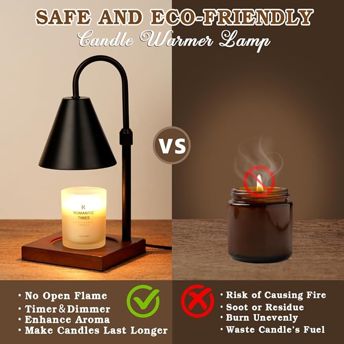 Modern Candle Warmer Lamp with Timer, Dimmable Candle Lamp Warmer, Men for Women Birthday Gifts, Black Candle Warmer