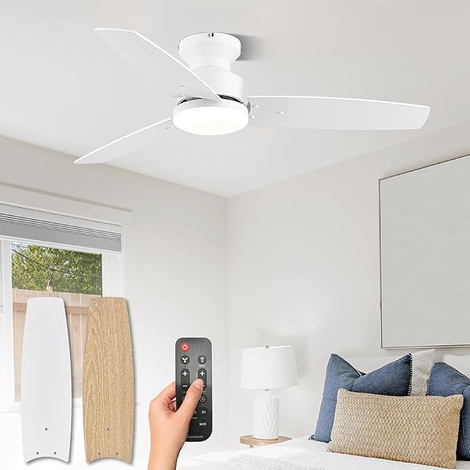 Modern Ceiling Fans with Lights, 42 Inch Ceiling Fan with Light and Remote, Bedroom Living Room Office Outdoor, product image