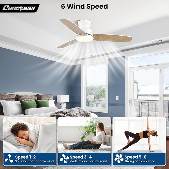 Modern Ceiling Fans with Lights, 42 Inch Ceiling Fan with Light and Remote, Bedroom Living Room Office Outdoor, alternate