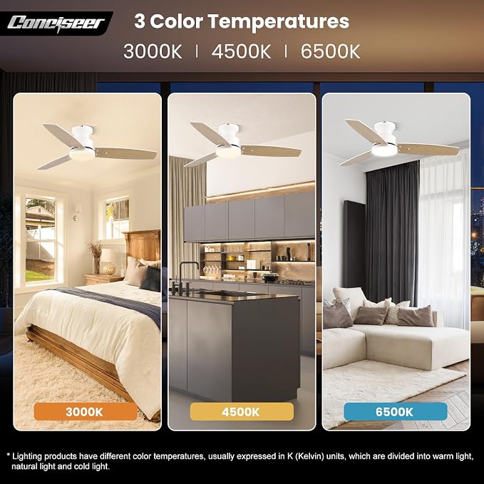 Modern Ceiling Fans with Lights, 42 Inch Ceiling Fan with Light and Remote, Bedroom Living Room Office Outdoor, alternate