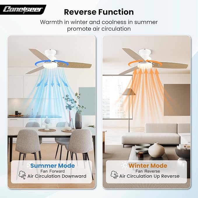 Modern Ceiling Fans with Lights, 42 Inch Ceiling Fan with Light and Remote, Bedroom Living Room Office Outdoor, alternate