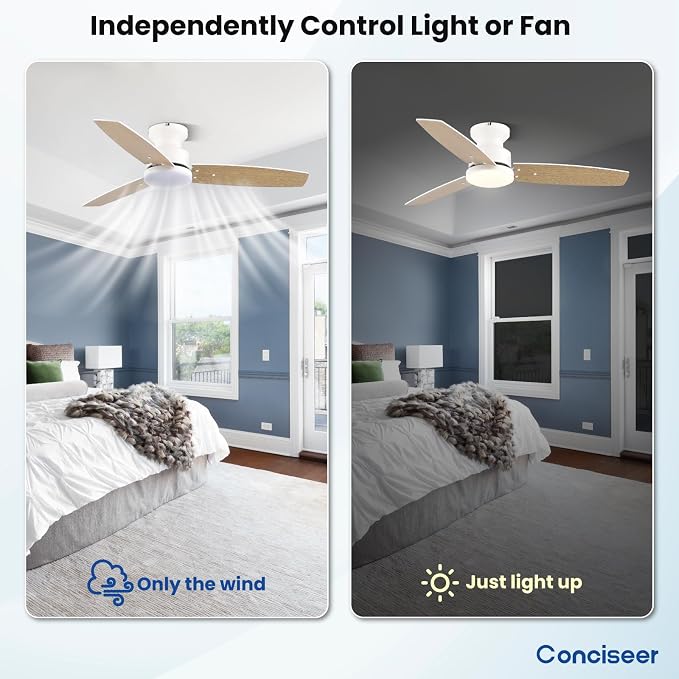 Modern Ceiling Fans with Lights, 42 Inch Ceiling Fan with Light and Remote, Bedroom Living Room Office Outdoor, alternate