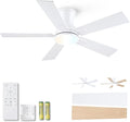Modern Ceiling Fans with Lights - 42" Low Profile Ceiling Fan with Light and Remote, Flush Mount Reversible DC Motor, 6-Speed