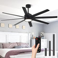 Modern Ceiling Fans with Lights, 65 Inch Ceiling Fan with Light and Remote for Bedroom Living Room Kitchen Office