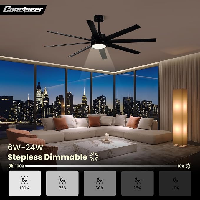 Modern Ceiling Fans with Lights, 65 Inch Ceiling Fan with Light and Remote for Bedroom Living Room Kitchen Office