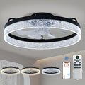 Modern Ceiling Fans with Lights and Remote,20" Low Profile Ceiling Fan with Light,7 Blades Flush Mount Ceiling Fan with