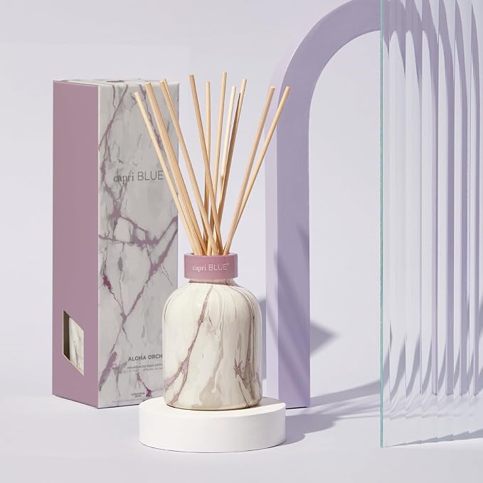 Modern Marble Reed Diffuser Set - Includes Reed Diffuser Sticks, Scented Oil & Glass Bottle, alternate product view 2