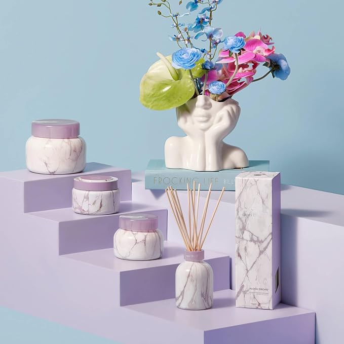 Modern Marble Reed Diffuser Set - Includes Reed Diffuser Sticks, Scented Oil & Glass Bottle, alternate product view 4