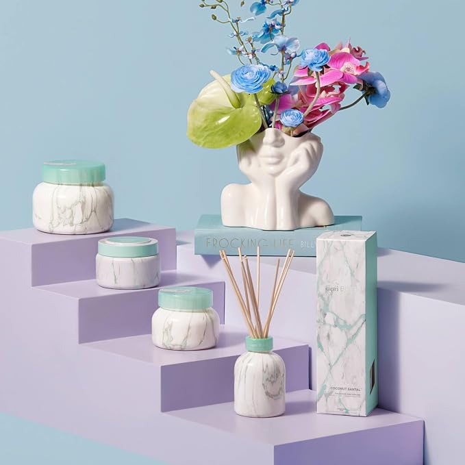 Modern Marble Reed Diffuser Set - Includes Reed Diffuser Sticks, Scented Oil & Glass Bottle, alternate product view 4