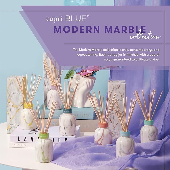 Modern Marble Reed Diffuser Set - Includes Reed Diffuser Sticks, Scented Oil & Glass Bottle, alternate product view 6