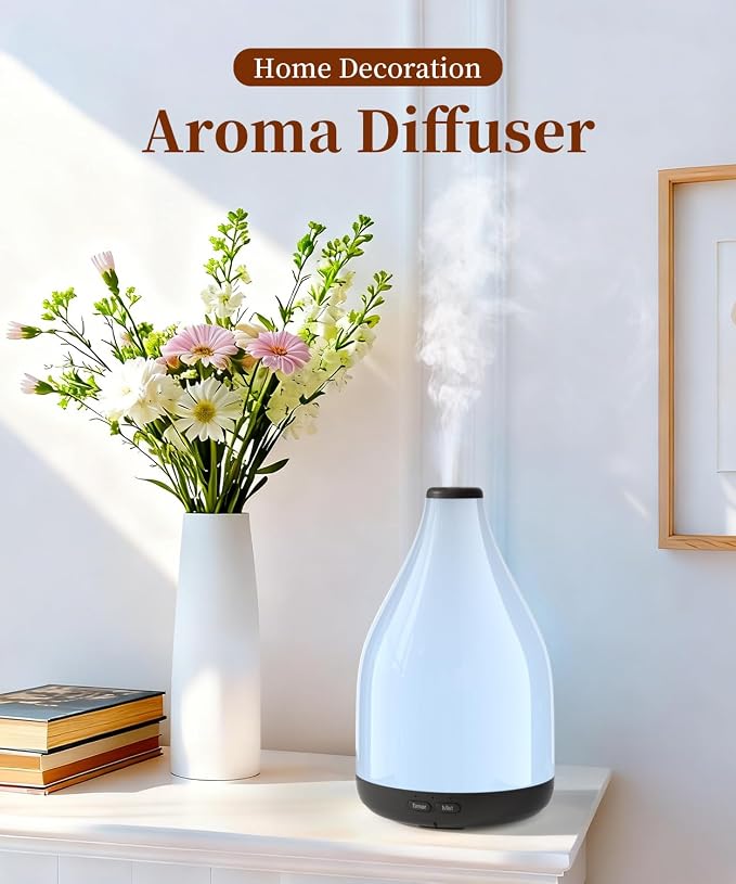 Modern Oil Diffuser for Essential Oils, Large Capacity Aroma Diffusers for Home Room, Ultrasonic Cool Mist 12H Fragrance