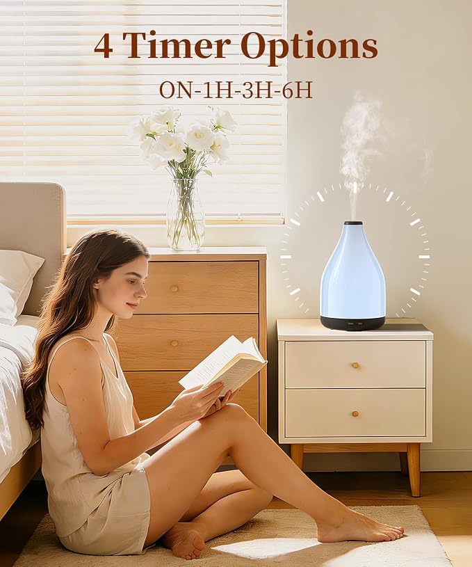 Modern Oil Diffuser for Essential Oils, Large Capacity Aroma Diffusers for Home Room, Ultrasonic Cool Mist 12H Fragrance