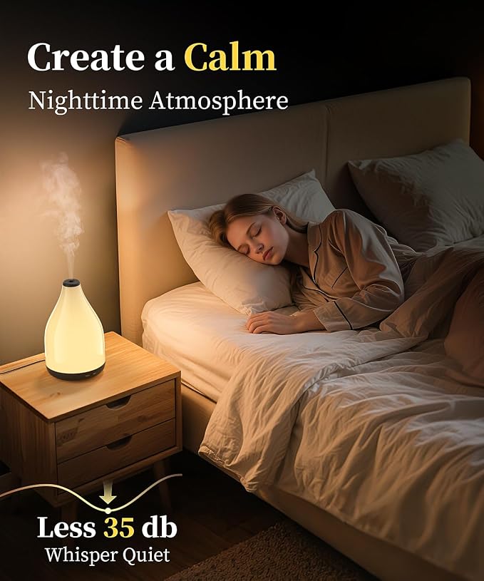 Modern Oil Diffuser for Essential Oils, Large Capacity Aroma Diffusers for Home Room, Ultrasonic Cool Mist 12H Fragrance
