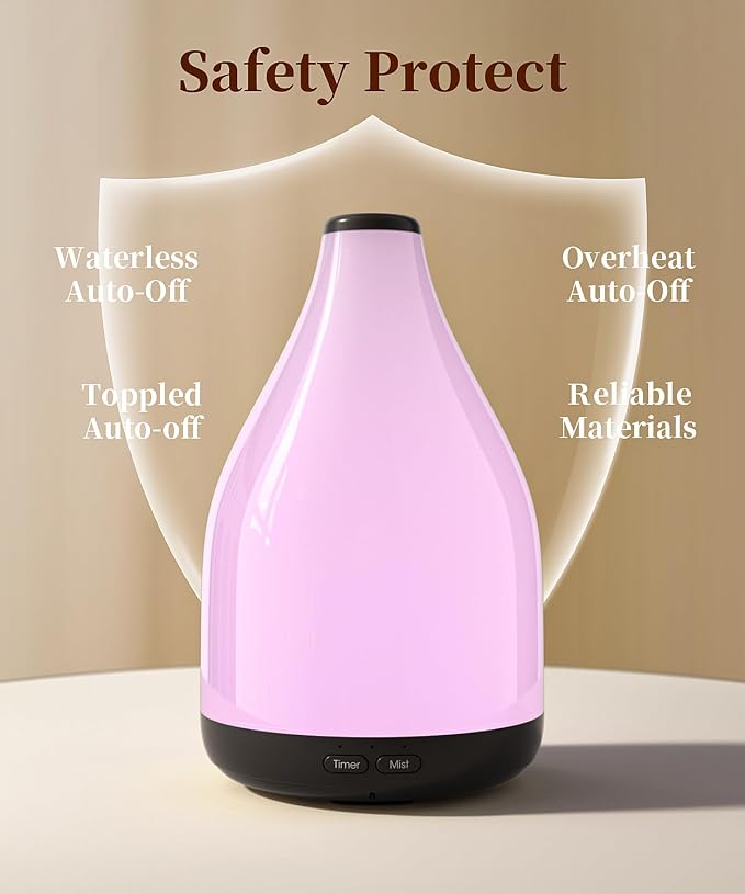 Modern Oil Diffuser for Essential Oils, Large Capacity Aroma Diffusers for Home Room, Ultrasonic Cool Mist 12H Fragrance