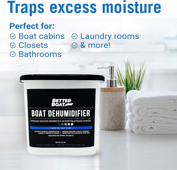 Moisture Absorber 2 Pack with Activated Charcoal Dehumidifier Bucket, Unscented Odor Absorber for Closet Basement Bathroom