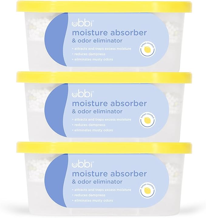 Moisture Absorber and Odor Eliminator Tub, Attracts and Traps Excess Moisture, Reduce Dampness, Lemon Scented, 3 Pack