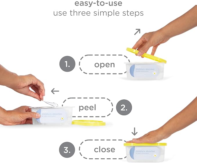 Moisture Absorber and Odor Eliminator Tub, Attracts and Traps Excess Moisture, Reduce Dampness, Lemon Scented, 3 Pack