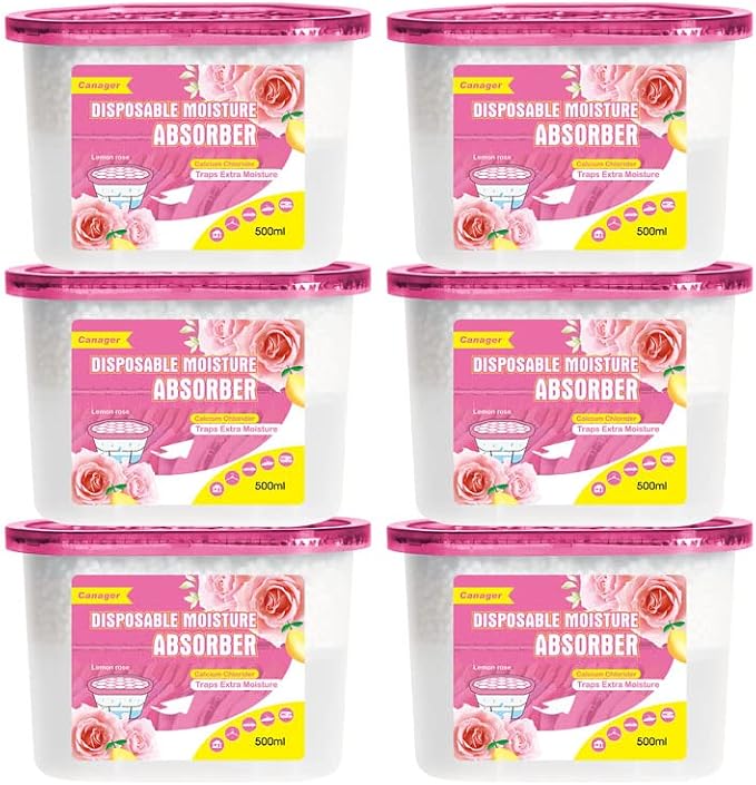 Moisture Absorber Box, Lemon Rose-6 packs, Dehumidifier for Closet, Bedroom and Kitchen, product image