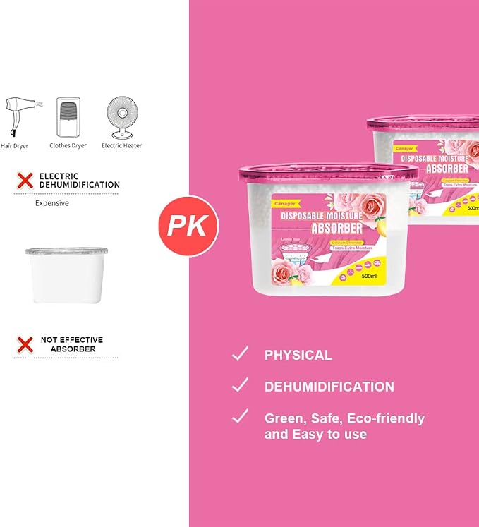Moisture Absorber Box, Lemon Rose-6 packs, Dehumidifier for Closet, Bedroom and Kitchen, alternate product view 3