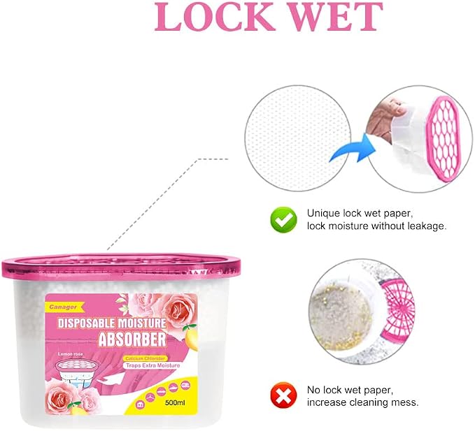 Moisture Absorber Box, Lemon Rose-6 packs, Dehumidifier for Closet, Bedroom and Kitchen, alternate product view 4