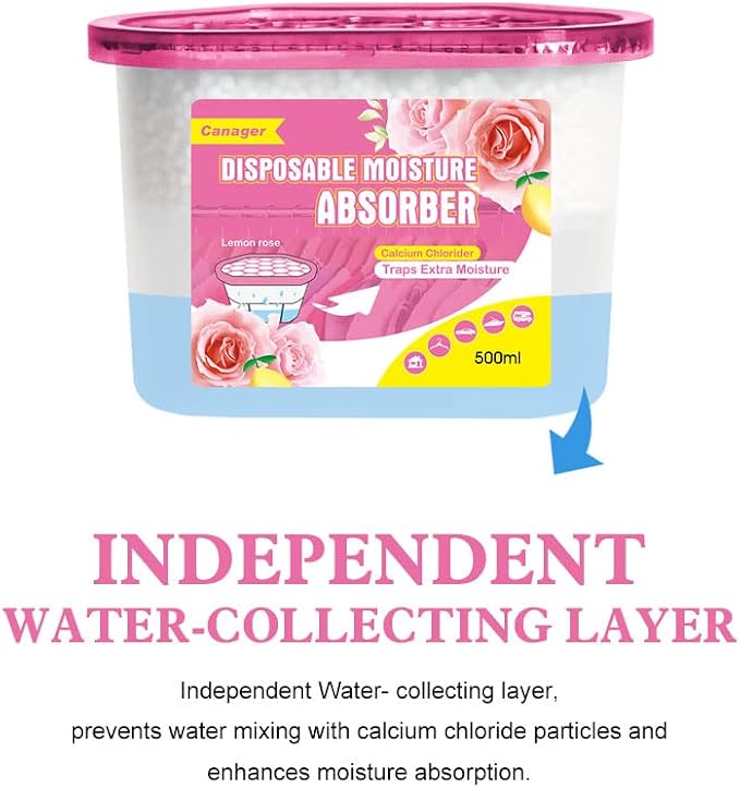 Moisture Absorber Box, Lemon Rose-6 packs, Dehumidifier for Closet, Bedroom and Kitchen, alternate product view 5