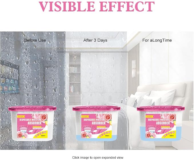 Moisture Absorber Box, Lemon Rose-6 packs, Dehumidifier for Closet, Bedroom and Kitchen, alternate product view 6
