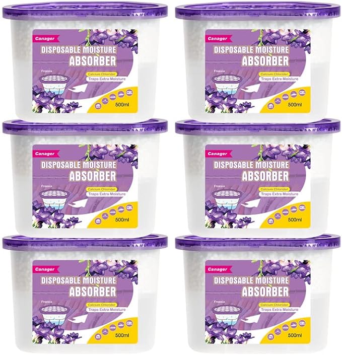 Moisture Absorber Box-Odor Eliminator,Absorb Excess Moisture. Suitable for Wardrobe, Bedroom, Kitchen and Bathroom-6 Packs