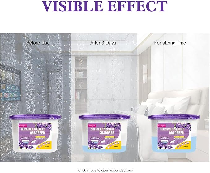 Moisture Absorber Box-Odor Eliminator,Absorb Excess Moisture. Suitable for Wardrobe, Bedroom, Kitchen and Bathroom-6 Packs
