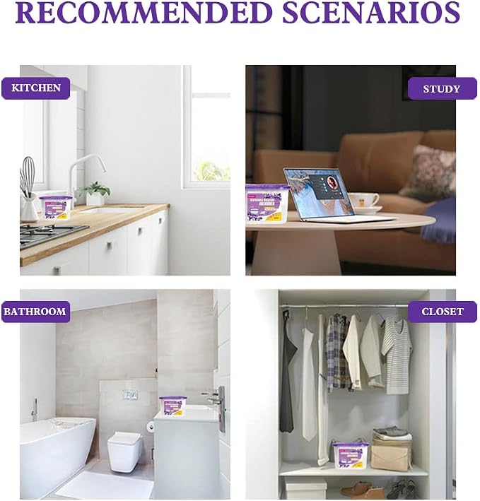 Moisture Absorber Box-Odor Eliminator,Absorb Excess Moisture. Suitable for Wardrobe, Bedroom, Kitchen and Bathroom-6 Packs