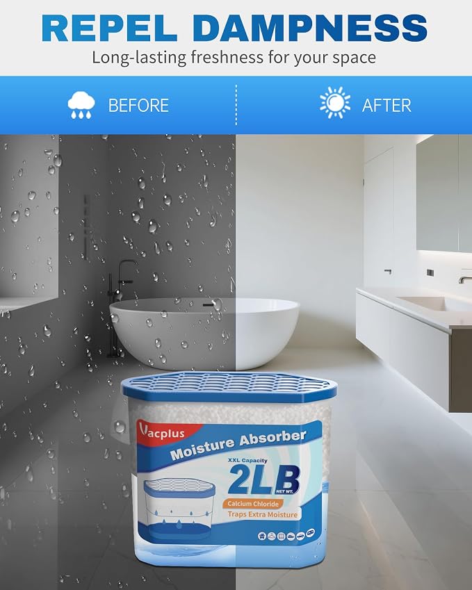 Moisture Absorber Buckets – Large Capacity Dehumidifier and Humidity Absorber for Closet, Basement, Bathroom, RV, and Storage