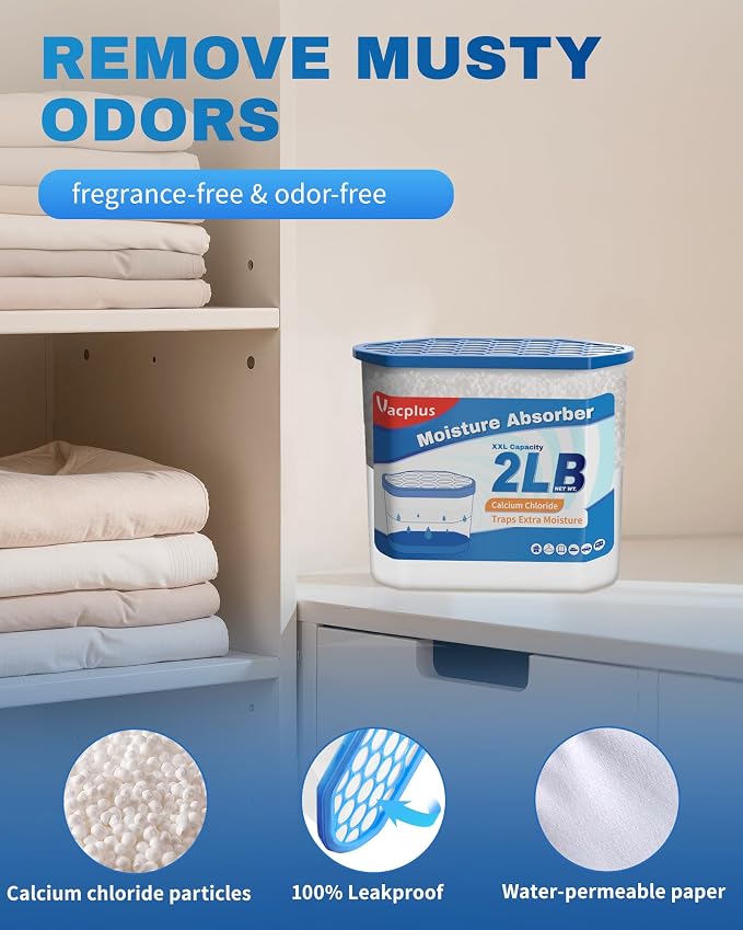 Moisture Absorber Buckets – Large Capacity Dehumidifier and Humidity Absorber for Closet, Basement, Bathroom, RV, and Storage